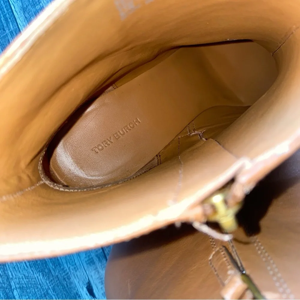 NWT Tory Burch Brooke Tan Camel Ankle Booties Leather Classic Fall Size 11